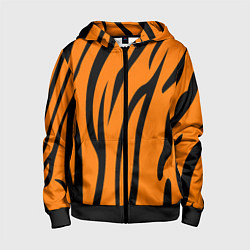 Толстовка на молнии детская Текстура тиграtiger, цвет: 3D-черный