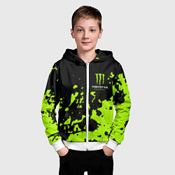Толстовка на молнии детская Monster Energy green, цвет: 3D-белый — фото 2