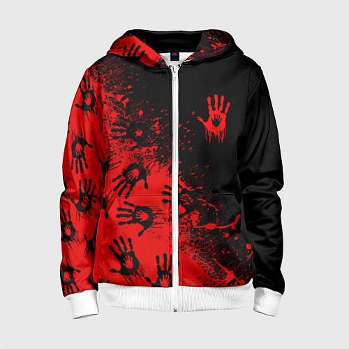 Детская толстовка на молнии Death Stranding Отпечаток рук паттерн / 3D-Белый – фото 1