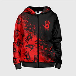 Толстовка на молнии детская Death Stranding Отпечаток рук паттерн, цвет: 3D-черный