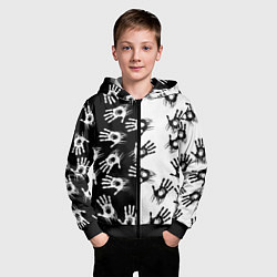 Толстовка на молнии детская Death Stranding паттерн логотипов, цвет: 3D-черный — фото 2