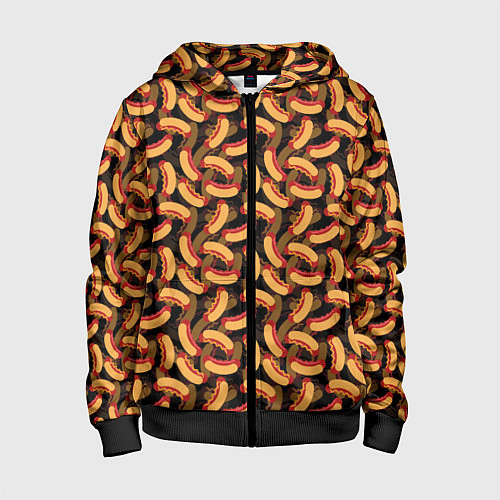 Детская толстовка на молнии Хот-Доги Hot Dogs / 3D-Черный – фото 1