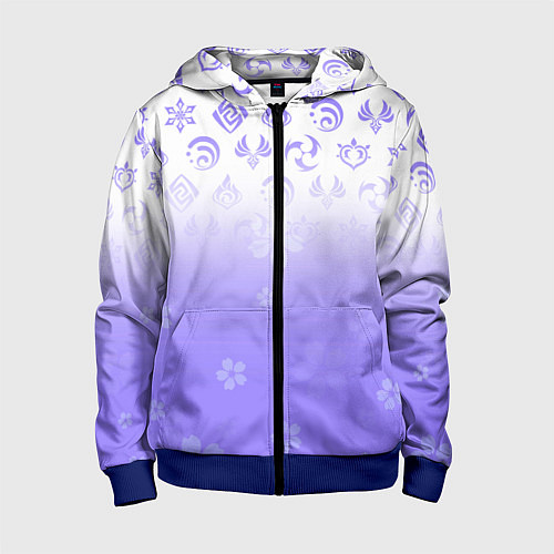 Детская толстовка на молнии GENSHIN IMPACT SYMBOL PATTERN SAKURA САКУРА / 3D-Синий – фото 1