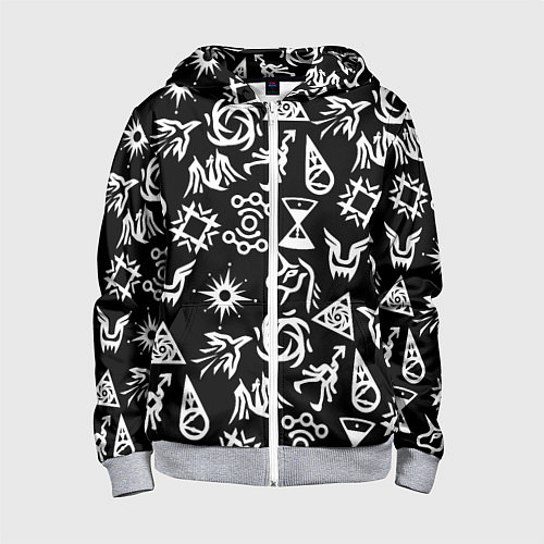 Детская толстовка на молнии EXO BAND SYMBOL PATTERN WHITE K-POP / 3D-Меланж – фото 1