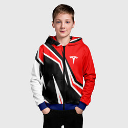 Толстовка на молнии детская TESLA MOTORS RED LINE ТЕСЛА, цвет: 3D-синий — фото 2