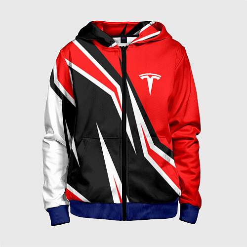 Детская толстовка на молнии TESLA MOTORS RED LINE ТЕСЛА / 3D-Синий – фото 1