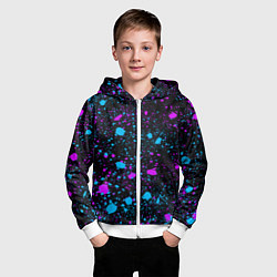 Толстовка на молнии детская Брызги неоновые ярких красок, цвет: 3D-белый — фото 2