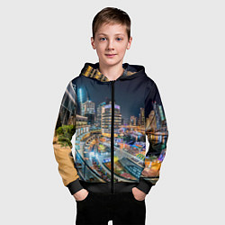 Толстовка на молнии детская Дубай Марина, цвет: 3D-черный — фото 2
