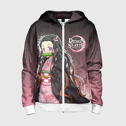 Детская толстовка на молнии НЕЗУКО NEZUKO SLAYER / 3D-Белый – фото 1