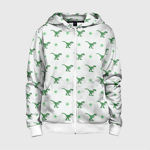 Детская толстовка на молнии Динозавры паттерн / 3D-Белый – фото 1