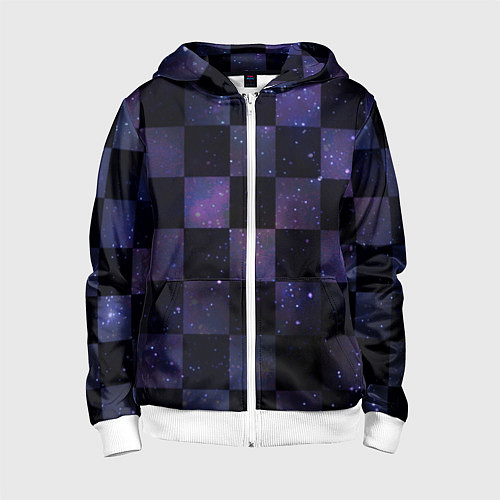 Детская толстовка на молнии Space Neon Chessboard / 3D-Белый – фото 1