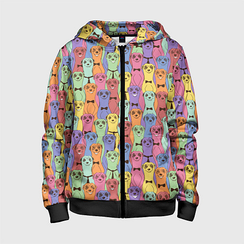 Детская толстовка на молнии Красочные Сурикаты / 3D-Черный – фото 1