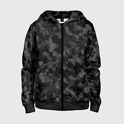 Толстовка на молнии детская ТЁМНЫЙ КАМУФЛЯЖ, цвет: 3D-черный