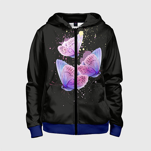 Детская толстовка на молнии Butterflies Sky / 3D-Синий – фото 1