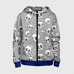 Толстовка на молнии детская Skulls & bones, цвет: 3D-синий