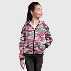 Толстовка на молнии детская Именной камуфляж Татьяна, цвет: 3D-черный — фото 2