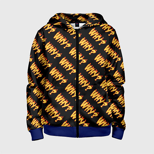Детская толстовка на молнии Why? черный / 3D-Синий – фото 1