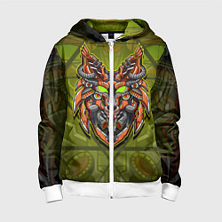 Толстовка на молнии детская Кибер-лис, цвет: 3D-белый