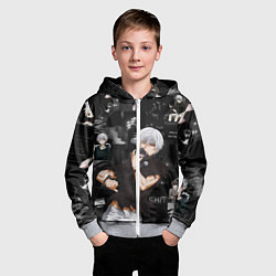 Толстовка на молнии детская Грустный Канеки Токийский Гуль Tokyo Ghoul, цвет: 3D-меланж — фото 2