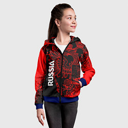 Толстовка на молнии детская Russia Герб страны, цвет: 3D-синий — фото 2