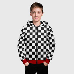 Толстовка на молнии детская Chess Squares Cubes, цвет: 3D-красный — фото 2