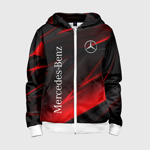 Детская толстовка на молнии Mercedes-Benz Геометрия / 3D-Белый – фото 1