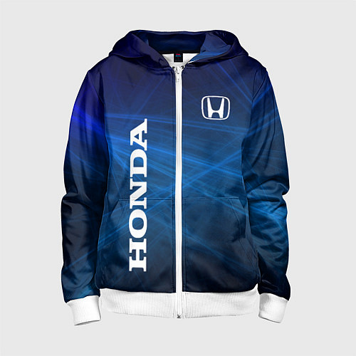 Детская толстовка на молнии Honda - Blue / 3D-Белый – фото 1