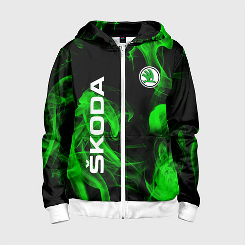 Детская толстовка на молнии Skoda: Green Smoke / 3D-Белый – фото 1