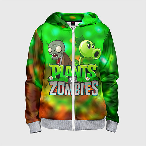 Детская толстовка на молнии Plants vs Zombies горохострел и зомби / 3D-Меланж – фото 1