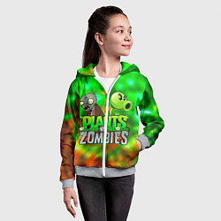 Толстовка на молнии детская Plants vs Zombies горохострел и зомби, цвет: 3D-меланж — фото 2