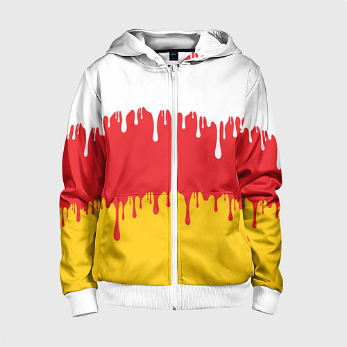 Детская толстовка на молнии Северная Осетия Алания потёки / 3D-Белый – фото 1