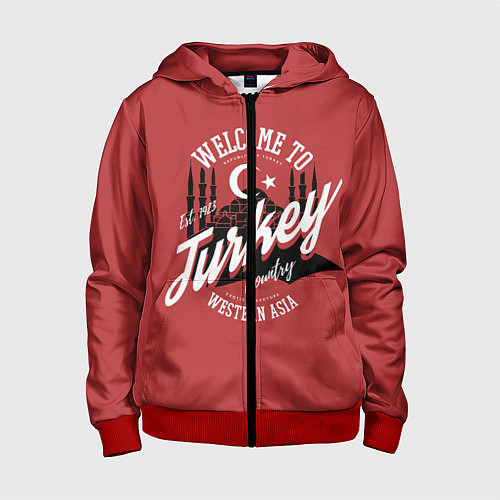 Детская толстовка на молнии Турция - Turkey / 3D-Красный – фото 1