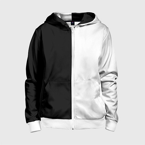 Детская толстовка на молнии Black and white чб / 3D-Белый – фото 1