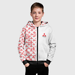 Толстовка на молнии детская Mitsubishi Mini logo Half pattern, цвет: 3D-черный — фото 2