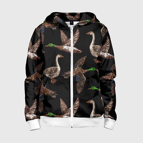 Детская толстовка на молнии Утки паттерн / 3D-Белый – фото 1