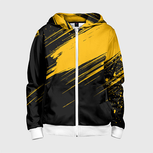 Детская толстовка на молнии Black and yellow grunge / 3D-Белый – фото 1