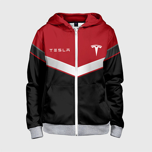 Детская толстовка на молнии ФОРМА КОМПАНИИ - TESLA RED / 3D-Меланж – фото 1