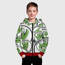 Толстовка на молнии детская Skoda Шкода Pattern, цвет: 3D-красный — фото 2