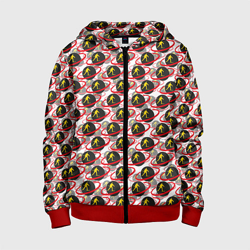 Детская толстовка на молнии БИАТЛОН ЛОГО ПАТТЕРН / 3D-Красный – фото 1