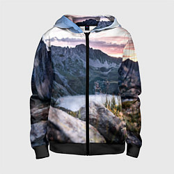 Детская толстовка на молнии Горы на закате