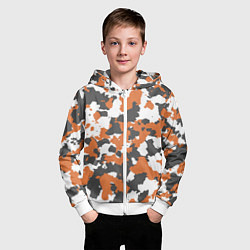 Толстовка на молнии детская Orange Camo, цвет: 3D-белый — фото 2