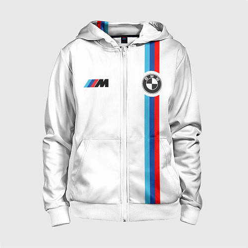Детская толстовка на молнии БМВ 3 STRIPE BMW WHITE / 3D-Белый – фото 1