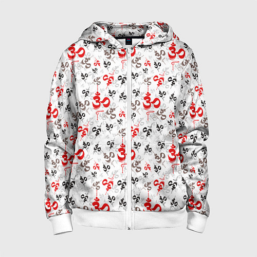 Детская толстовка на молнии Мантра ОМ АУМ / 3D-Белый – фото 1