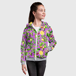 Толстовка на молнии детская Фруктовый микс паттерн, цвет: 3D-меланж — фото 2