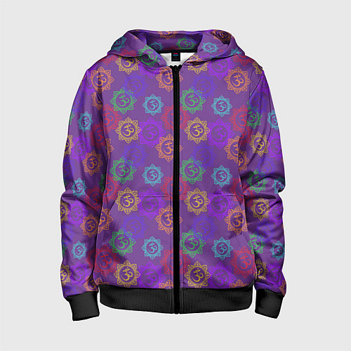 Детская толстовка на молнии Мантра ОМ - Аум / 3D-Черный – фото 1