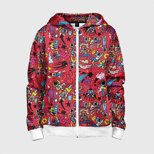 Детская толстовка на молнии Много космоса / 3D-Белый – фото 1