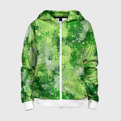 Детская толстовка на молнии Спортивный камуфляж Пикси - Рукола / 3D-Белый – фото 1