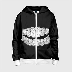 Толстовка на молнии детская Зубы Каонаси, цвет: 3D-белый