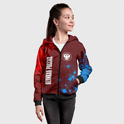 Толстовка на молнии детская RUSSIA - ГЕРБ Великая Россия Краска, цвет: 3D-черный — фото 2