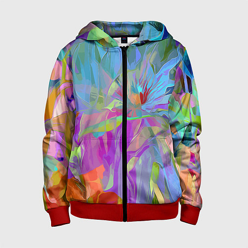 Детская толстовка на молнии Abstract color pattern Summer 2022 / 3D-Красный – фото 1